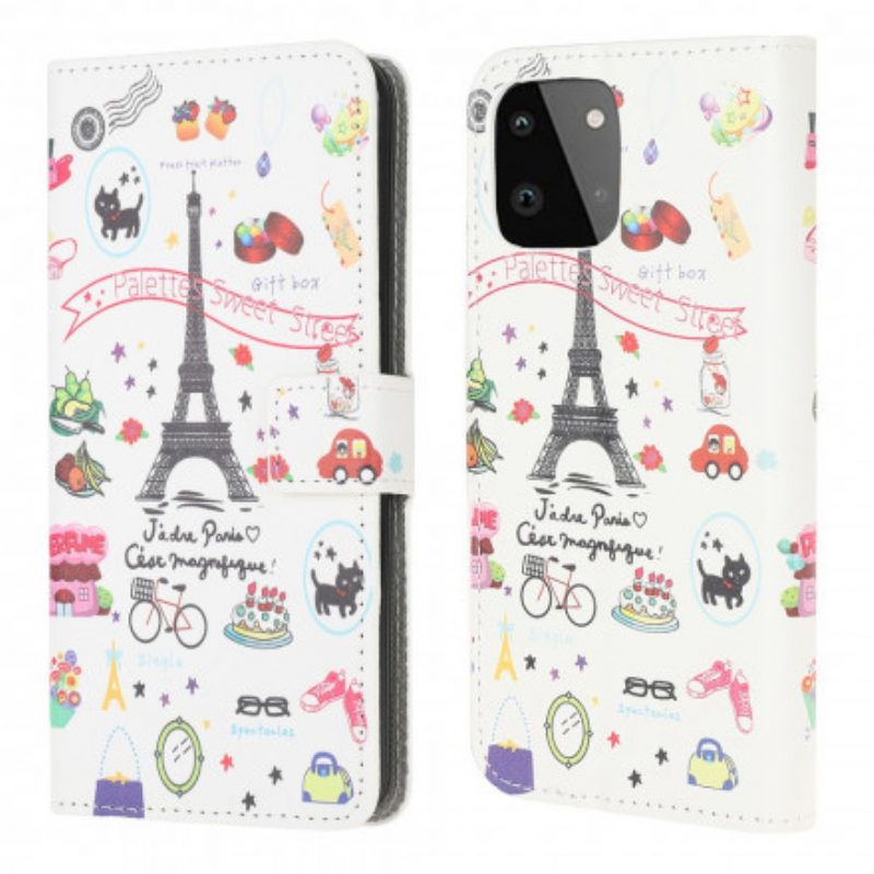 Custodia in pelle Samsung Galaxy A22 5G Amo Parigi