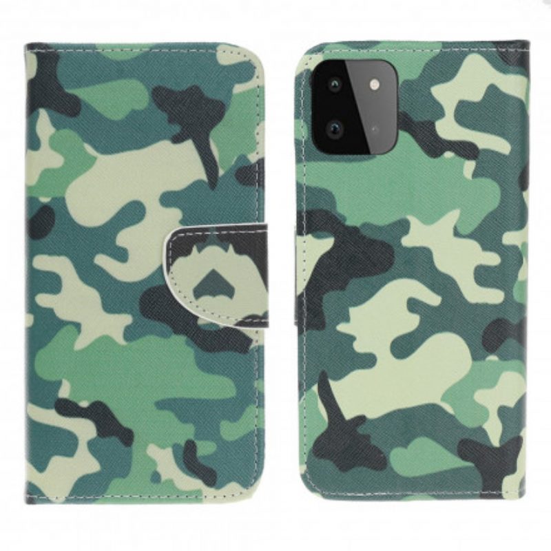 Custodia in pelle Samsung Galaxy A22 5G Camuffamento Militare