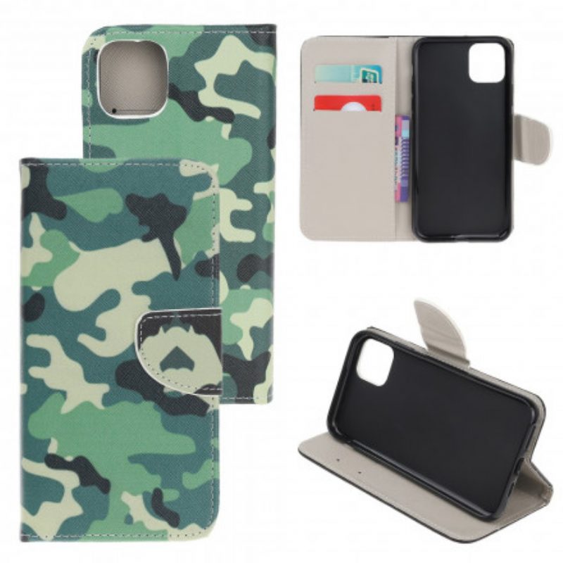 Custodia in pelle Samsung Galaxy A22 5G Camuffamento Militare