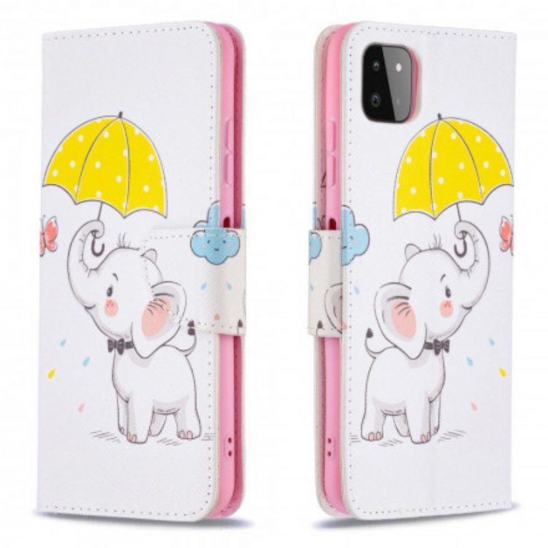 Custodia in pelle Samsung Galaxy A22 5G Cucciolo Di Elefante