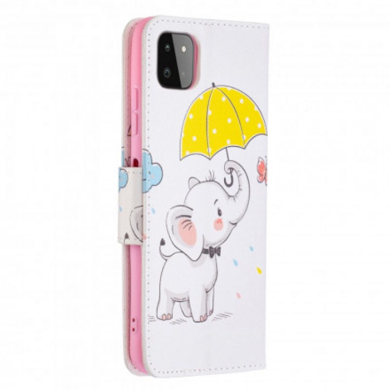 Custodia in pelle Samsung Galaxy A22 5G Cucciolo Di Elefante