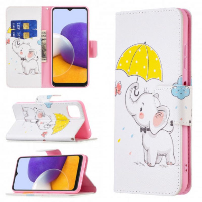 Custodia in pelle Samsung Galaxy A22 5G Cucciolo Di Elefante