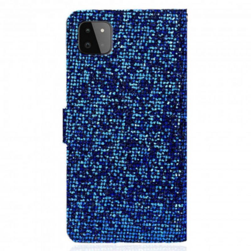 Custodia in pelle Samsung Galaxy A22 5G Design A S Con Paillettes