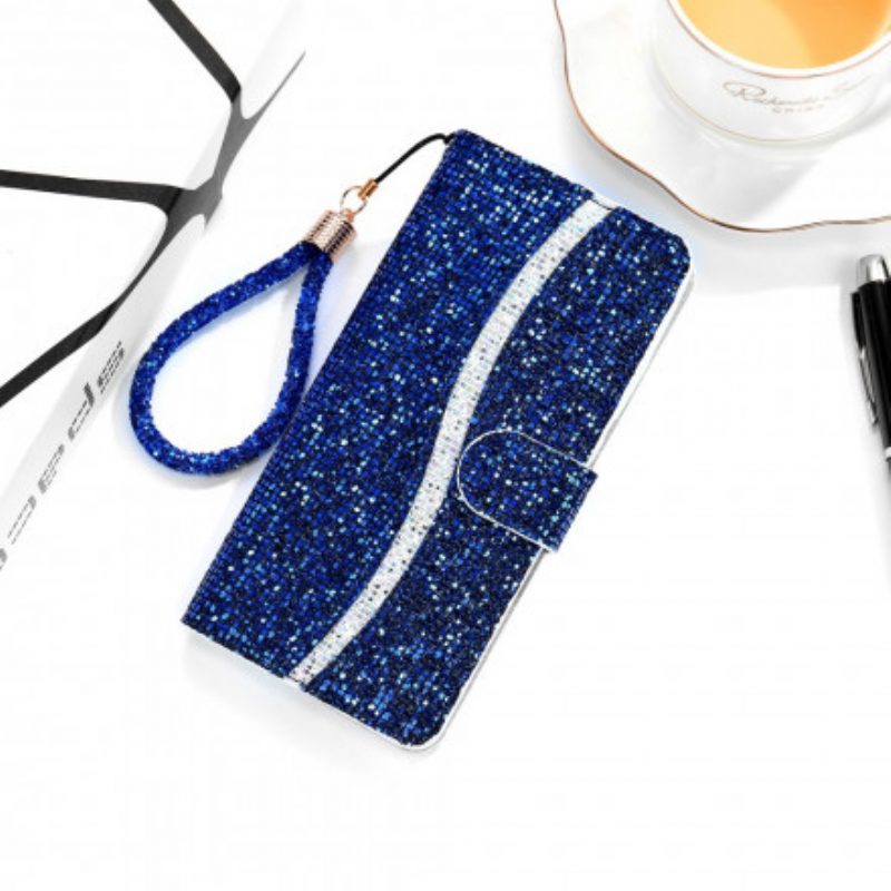 Custodia in pelle Samsung Galaxy A22 5G Design A S Con Paillettes