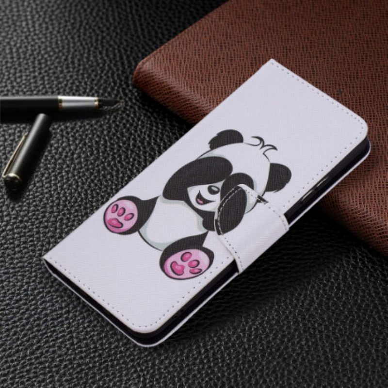 Custodia in pelle Samsung Galaxy A22 5G Divertimento Panda