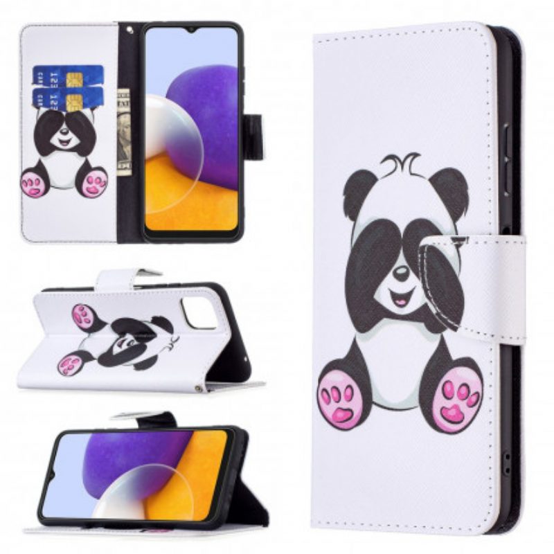 Custodia in pelle Samsung Galaxy A22 5G Divertimento Panda