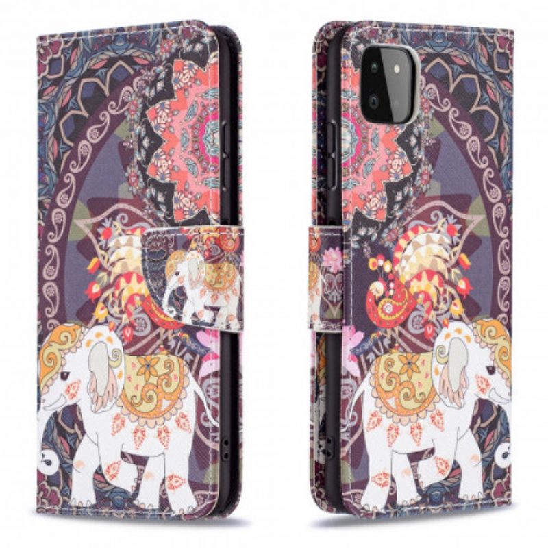 Custodia in pelle Samsung Galaxy A22 5G Elefante Indiano