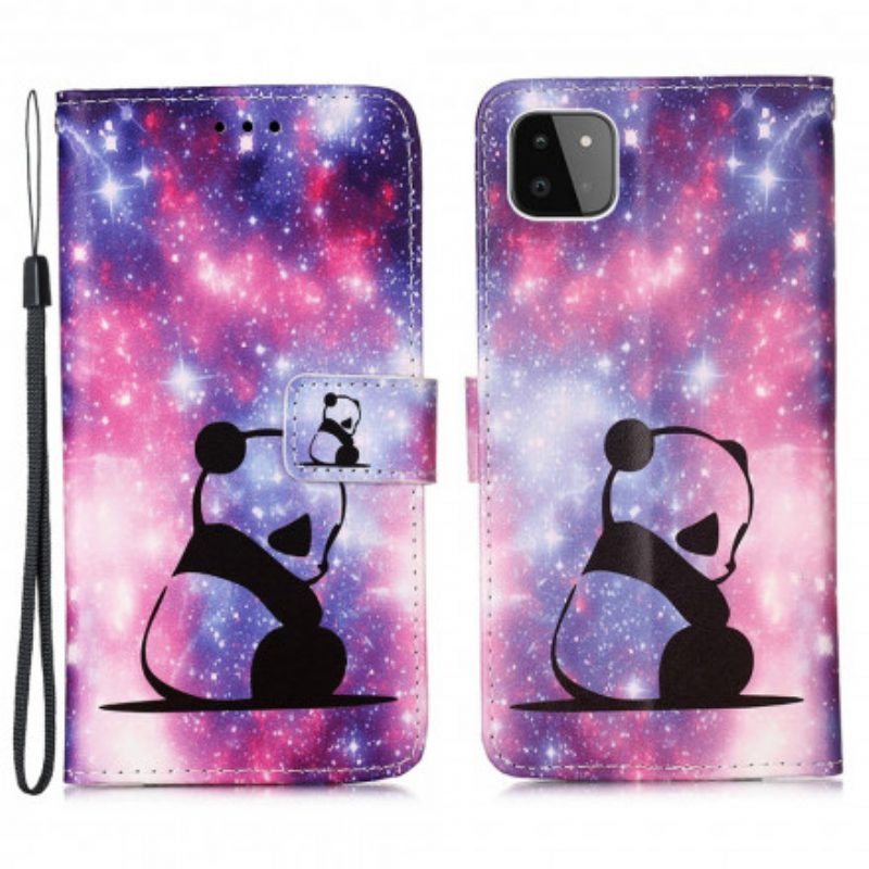 Custodia in pelle Samsung Galaxy A22 5G Galassia Panda