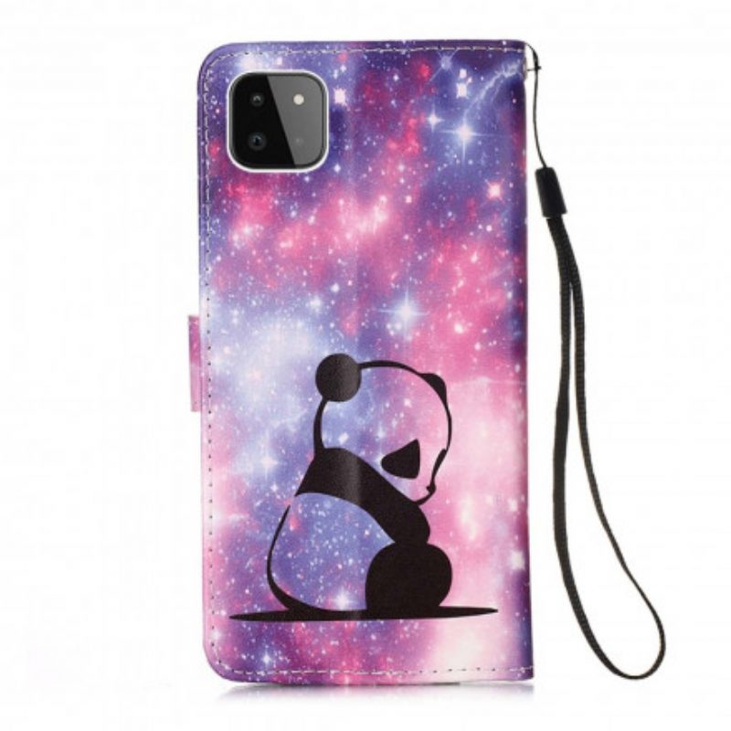 Custodia in pelle Samsung Galaxy A22 5G Galassia Panda