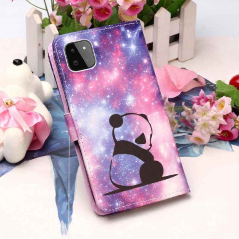 Custodia in pelle Samsung Galaxy A22 5G Galassia Panda