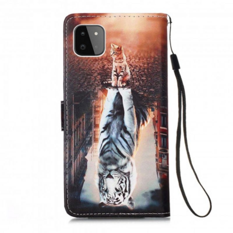 Custodia in pelle Samsung Galaxy A22 5G Gattino