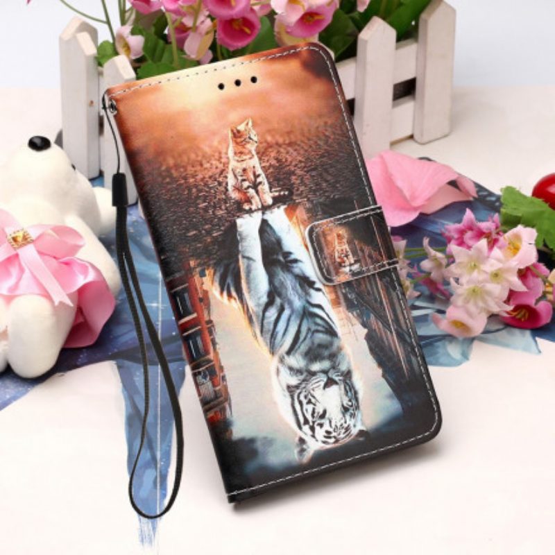 Custodia in pelle Samsung Galaxy A22 5G Gattino