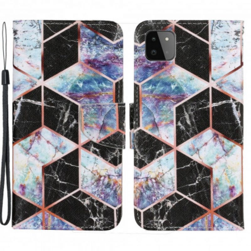 Custodia in pelle Samsung Galaxy A22 5G Marmo Geometrico