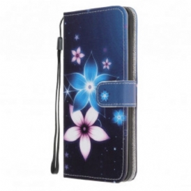 Folio Cover Samsung Galaxy A22 5G Cinturino Lunare Fiori
