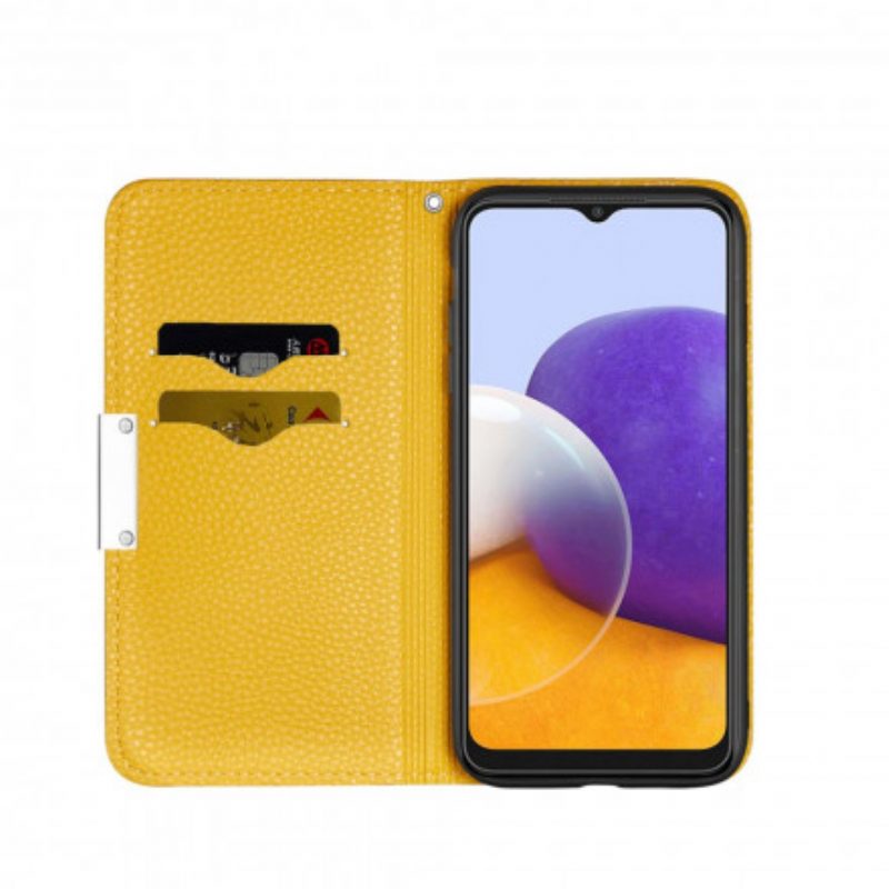 Folio Cover Samsung Galaxy A22 5G Custodia in pelle Ecopelle Litchi Ultra Chic