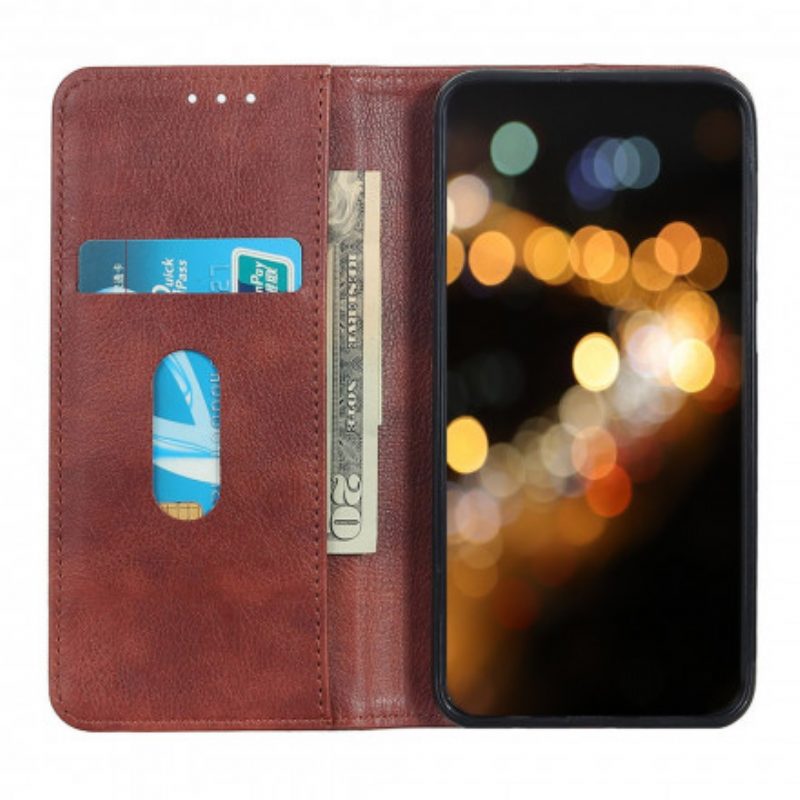 Folio Cover Samsung Galaxy A22 5G Custodia in pelle Eleganza Split Litchi Leather