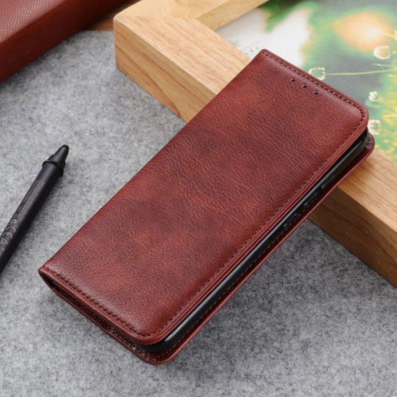 Folio Cover Samsung Galaxy A22 5G Custodia in pelle Eleganza Split Litchi Leather