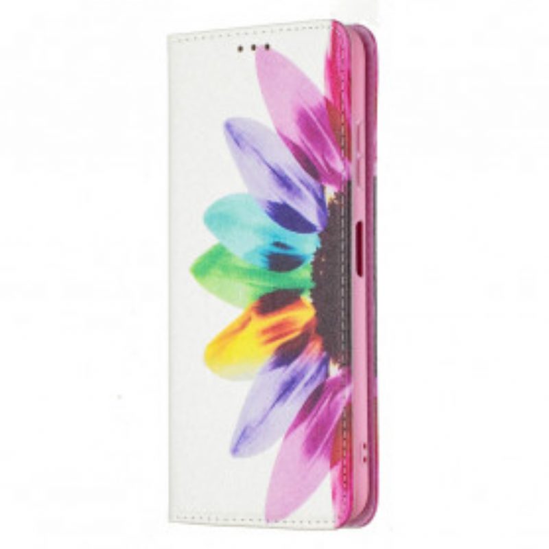 Folio Cover Samsung Galaxy A22 5G Custodia in pelle Fiore Dell'acquerello