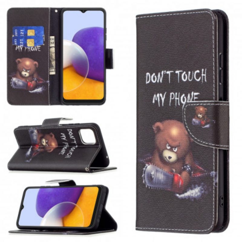 Folio Cover Samsung Galaxy A22 5G Custodia in pelle Orso Pericoloso