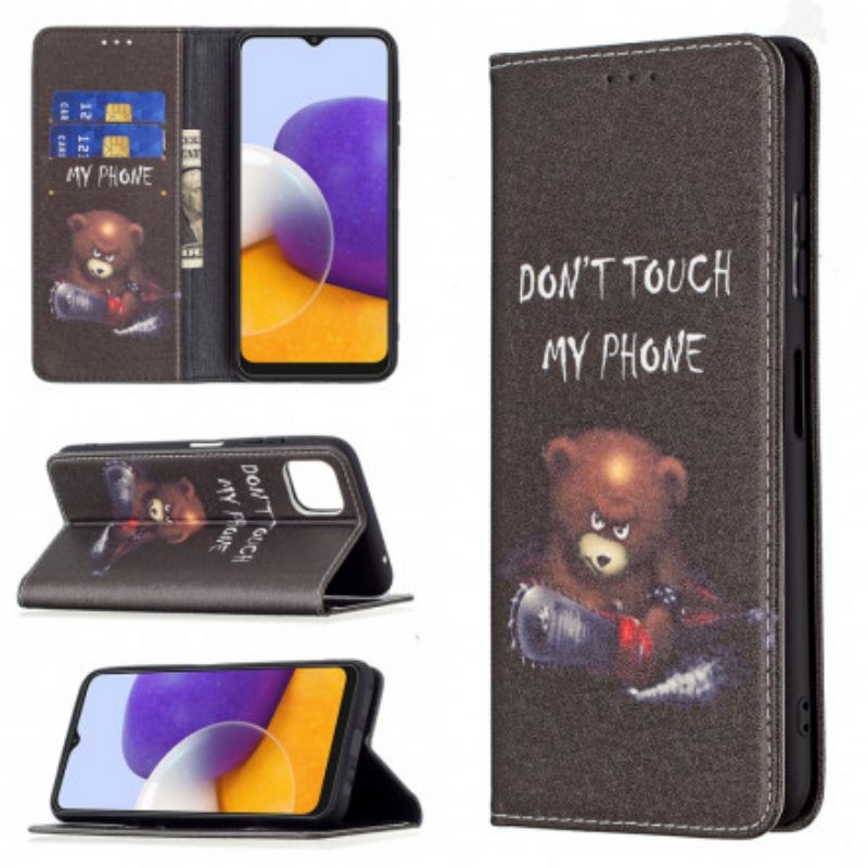 Folio Cover Samsung Galaxy A22 5G Custodia in pelle Orso Pericoloso