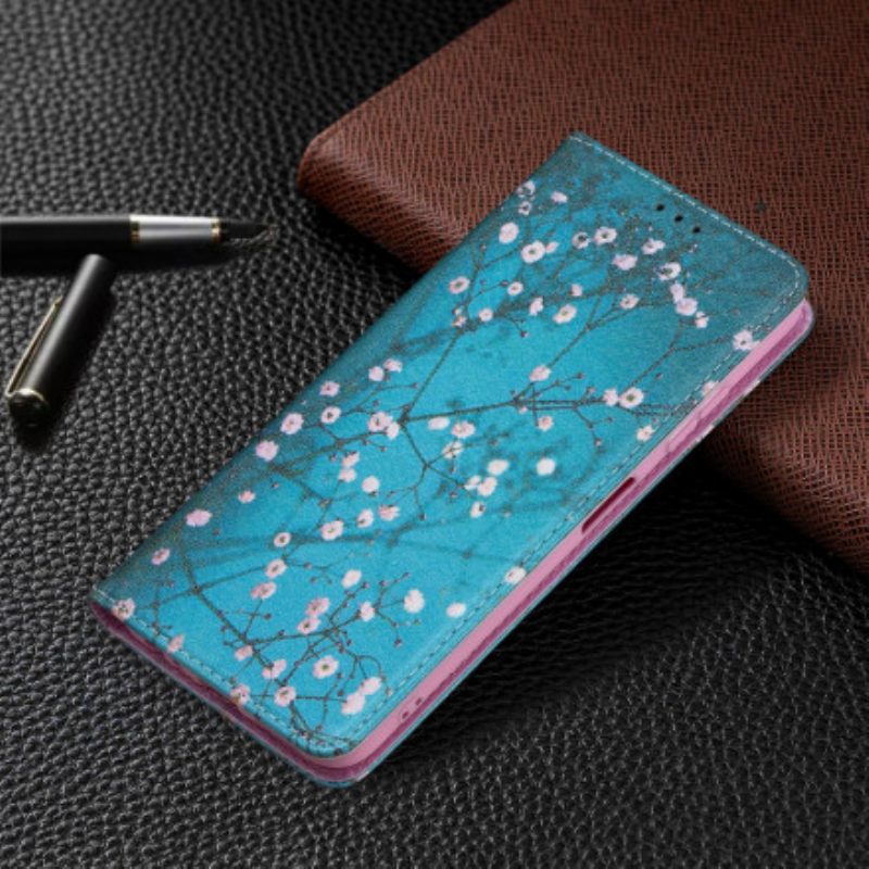 Folio Cover Samsung Galaxy A22 5G Custodia in pelle Rami Fioriti