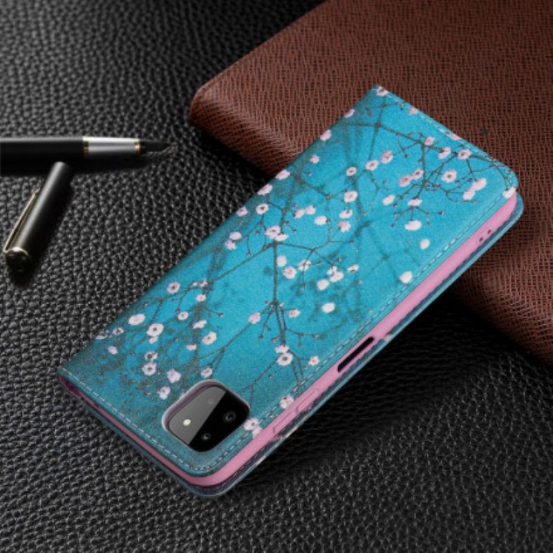 Folio Cover Samsung Galaxy A22 5G Custodia in pelle Rami Fioriti