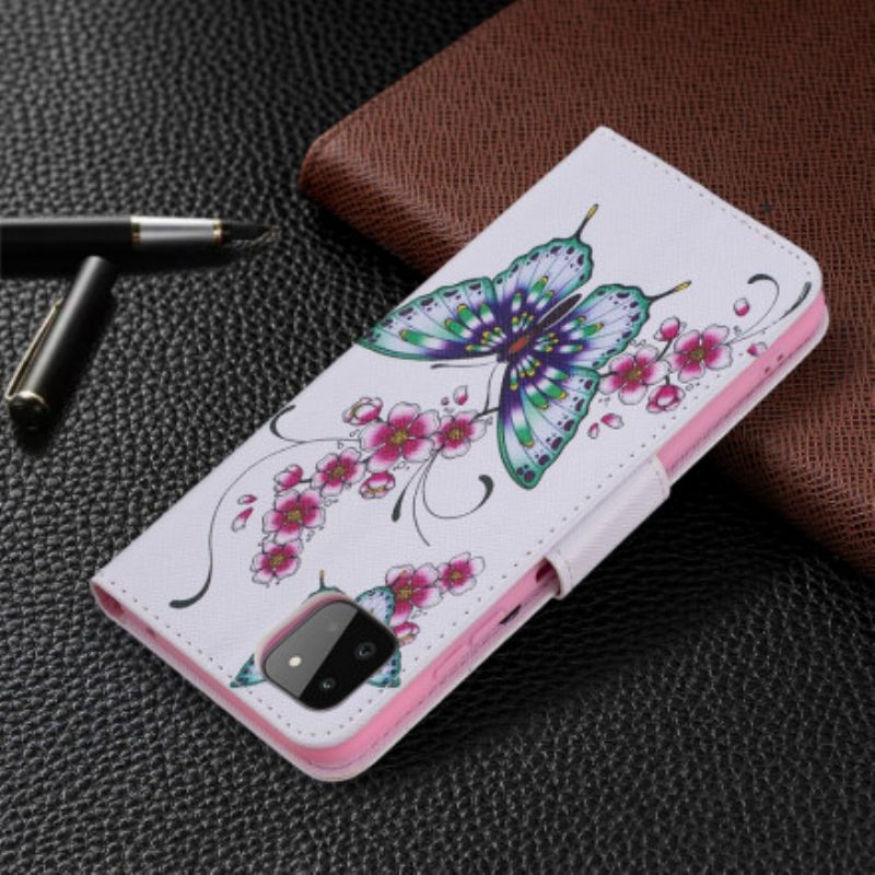 Folio Cover Samsung Galaxy A22 5G Farfalle Dell'acquerello