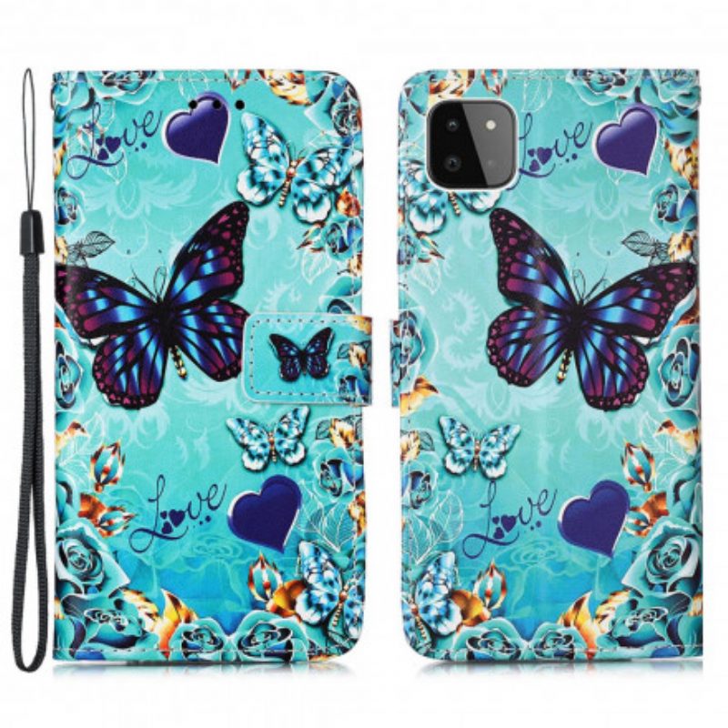 Folio Cover Samsung Galaxy A22 5G Farfalle Dorate