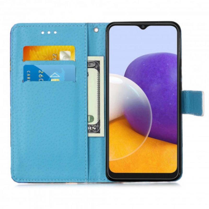 Folio Cover Samsung Galaxy A22 5G Farfalle Dorate