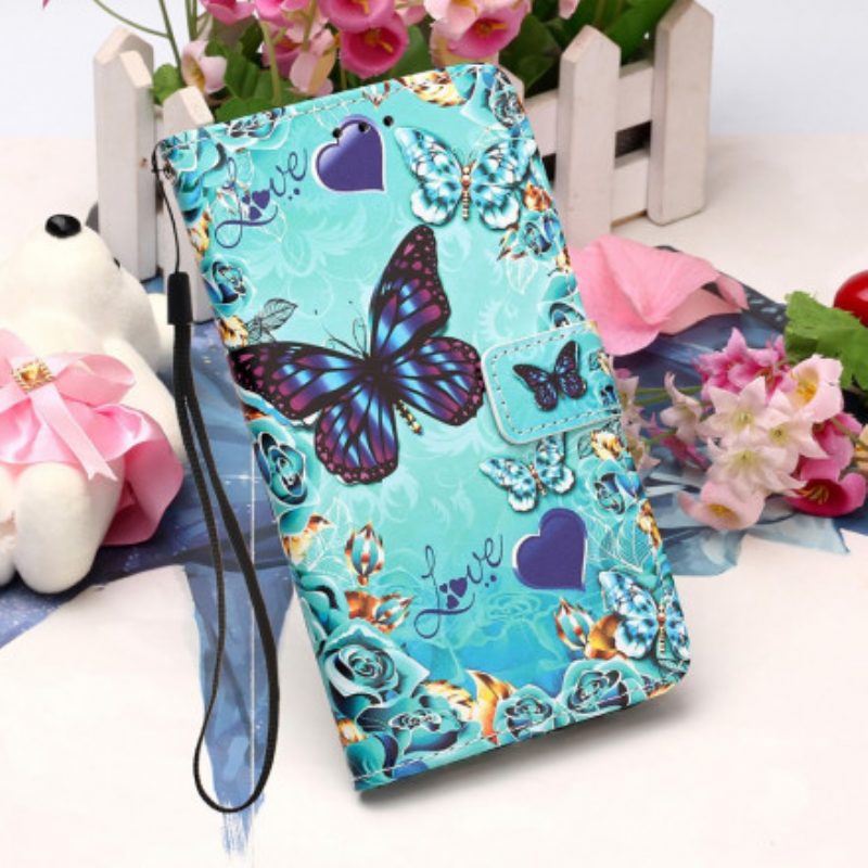 Folio Cover Samsung Galaxy A22 5G Farfalle Dorate