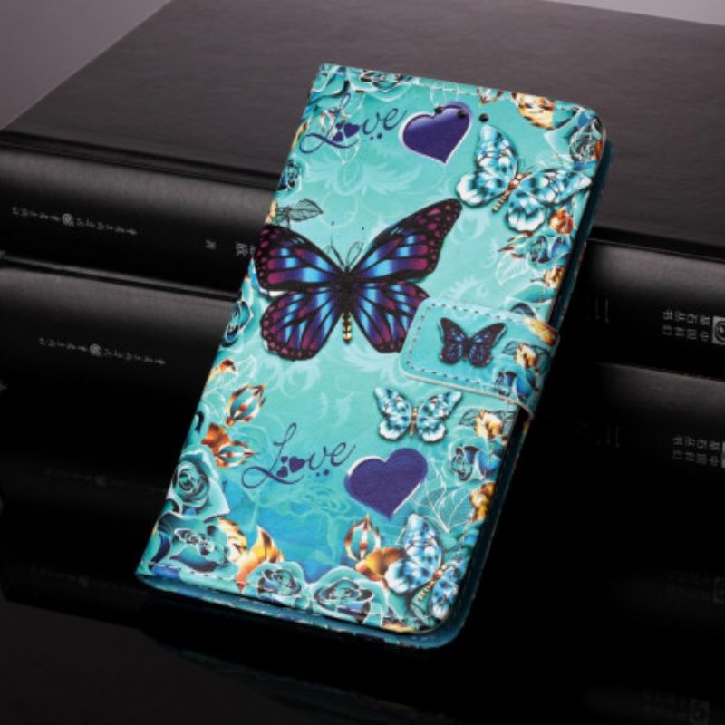 Folio Cover Samsung Galaxy A22 5G Farfalle Dorate