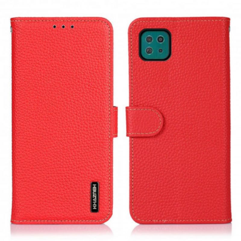 Folio Cover Samsung Galaxy A22 5G Khazneh Pelle Di Litchi