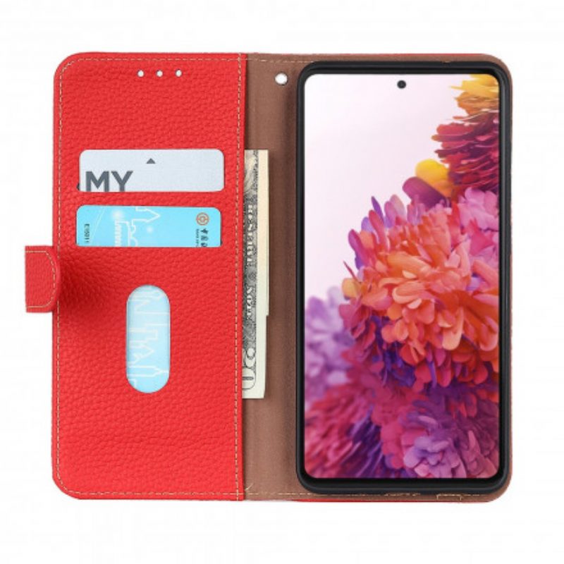 Folio Cover Samsung Galaxy A22 5G Khazneh Pelle Di Litchi