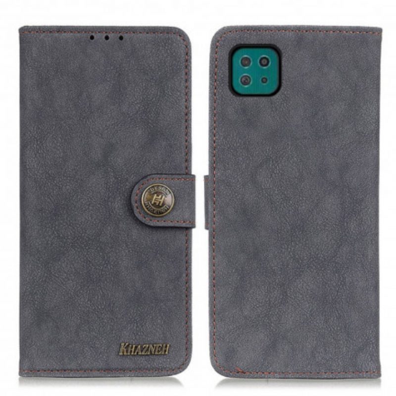 Folio Cover Samsung Galaxy A22 5G Khazneh Retro Crosta Ecopelle