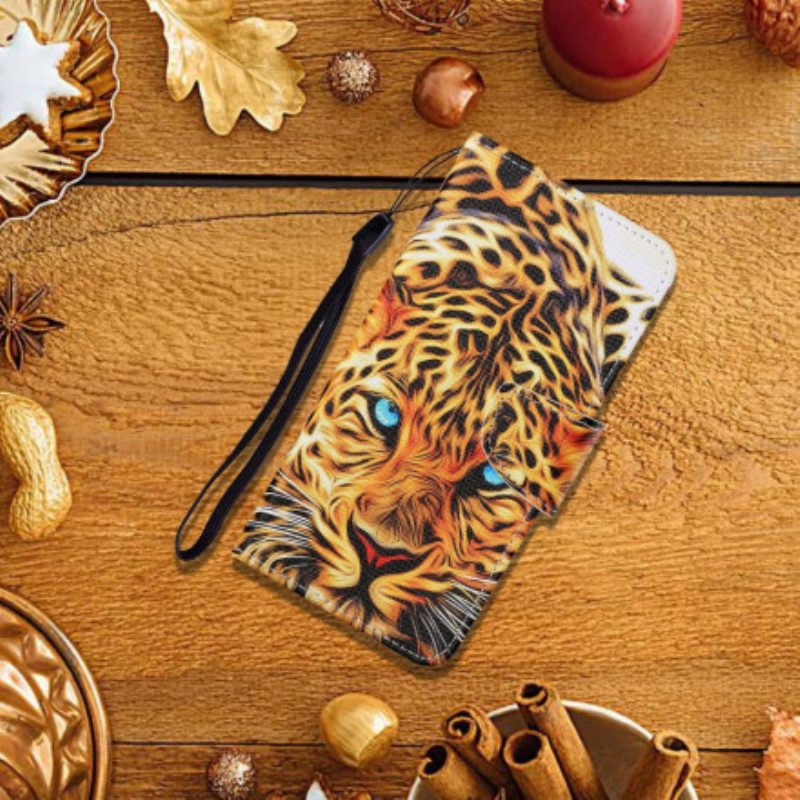 Folio Cover Samsung Galaxy A22 5G Tigre Con Cordino