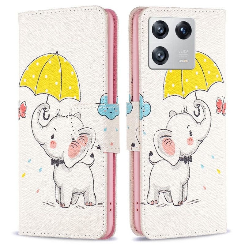 Custodia A Portafoglio Xiaomi 13 Ombrello Elefante