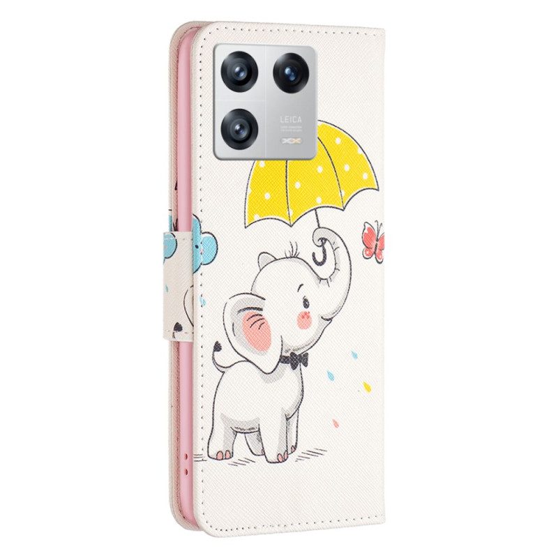 Custodia A Portafoglio Xiaomi 13 Ombrello Elefante