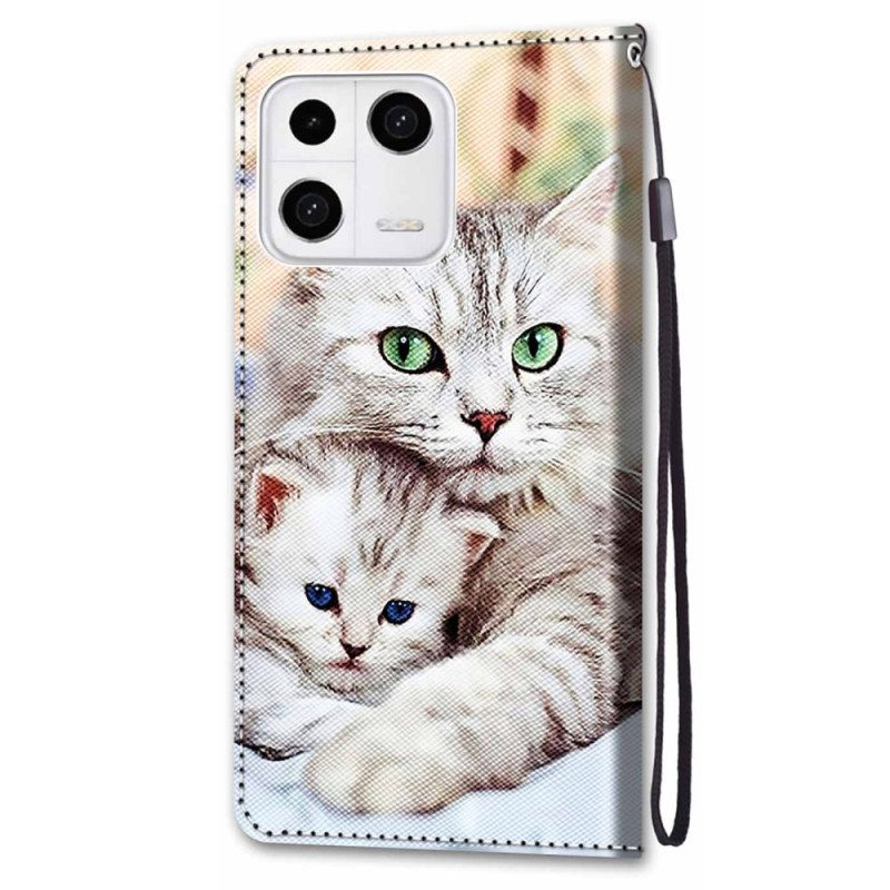 Custodia in pelle Xiaomi 13 Famiglia Di Gatti