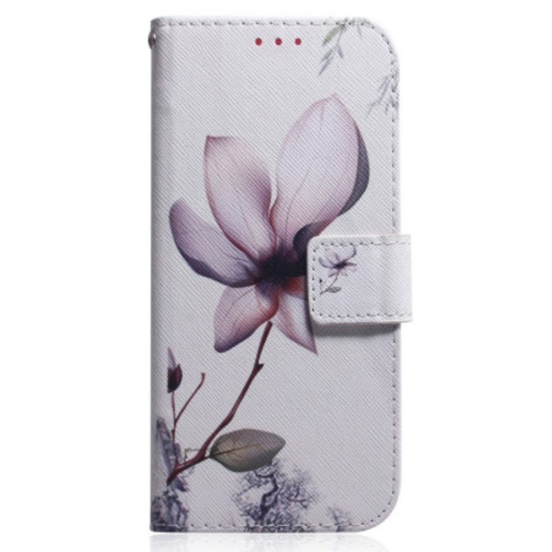 Custodia in pelle Xiaomi 13 Fiore Rosa Strappy