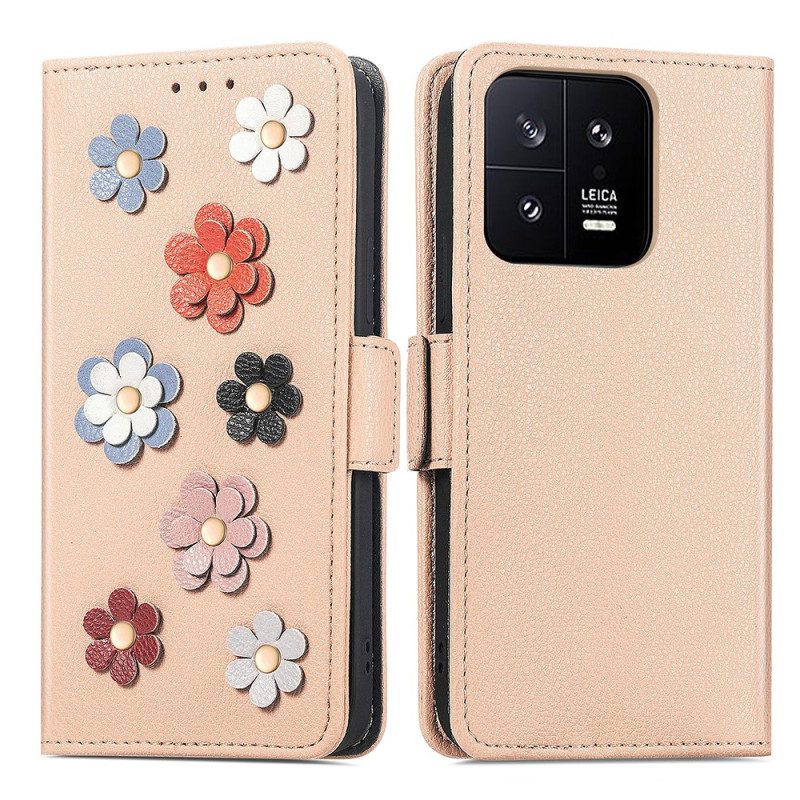 Custodia in pelle Xiaomi 13 Fiori Decorativi