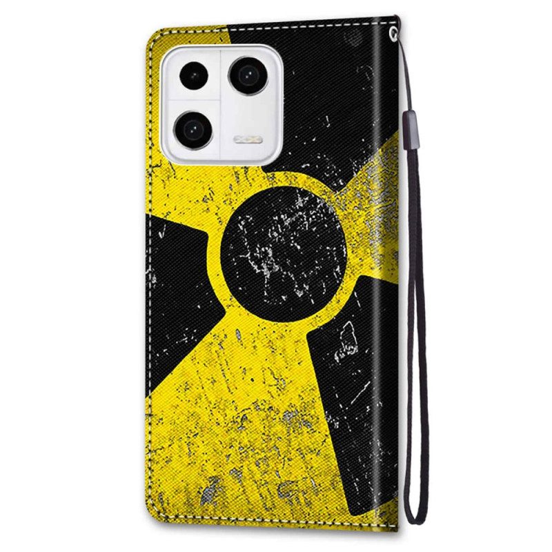 Custodia in pelle Xiaomi 13 Giallo E Nero