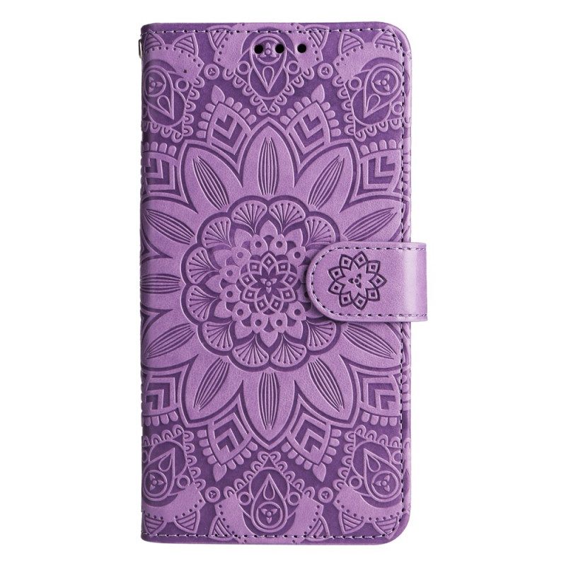 Custodia in pelle Xiaomi 13 Mandala Sole Con Cordino