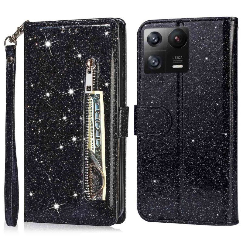 Custodia in pelle Xiaomi 13 Portafoglio Stile Portafoglio Con Paillettes