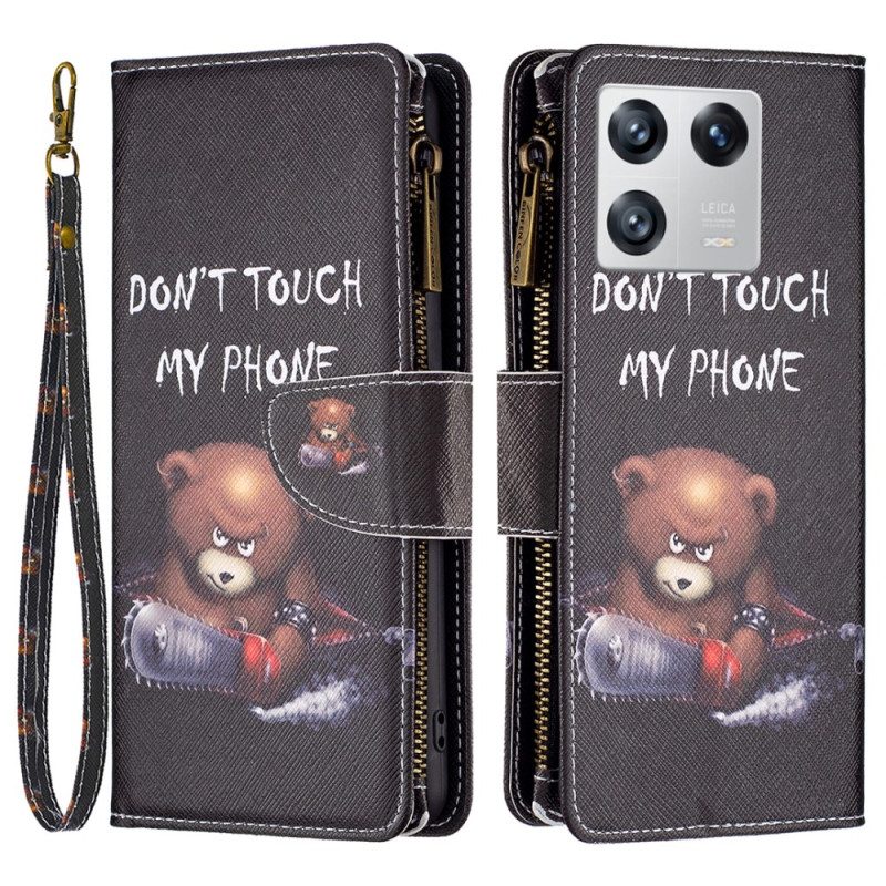 Custodia in pelle Xiaomi 13 Tasca Con Zip Dangerous Bear