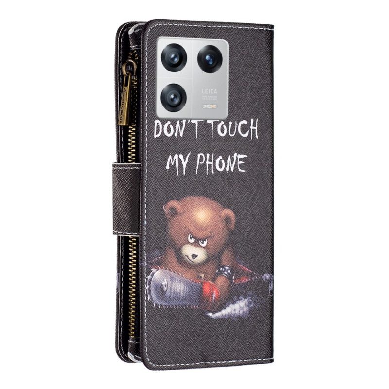 Custodia in pelle Xiaomi 13 Tasca Con Zip Dangerous Bear