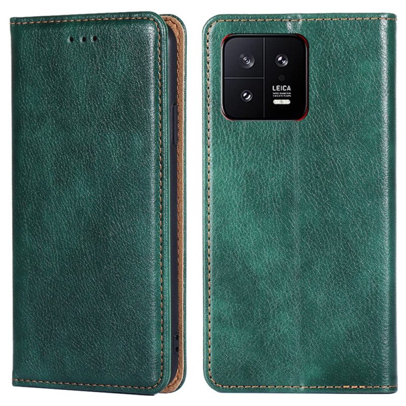 Folio Cover Xiaomi 13 Custodia in pelle Cuciture In Ecopelle