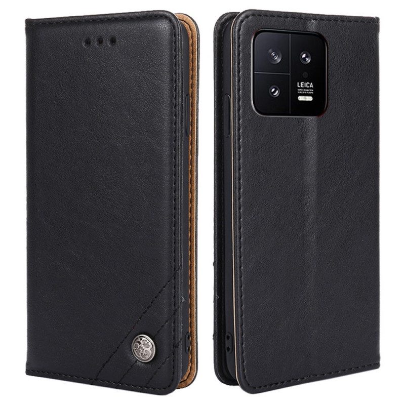 Folio Cover Xiaomi 13 Custodia in pelle Rivetti Decorativi