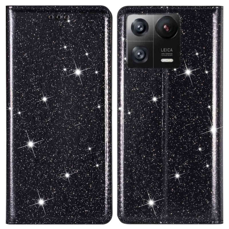 Folio Cover Xiaomi 13 Custodia in pelle Stile Paillettes