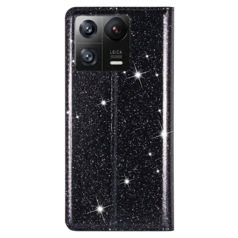 Folio Cover Xiaomi 13 Custodia in pelle Stile Paillettes