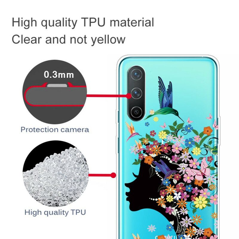 Cover OnePlus Nord CE 5G Capelli Fioriti Trasparenti